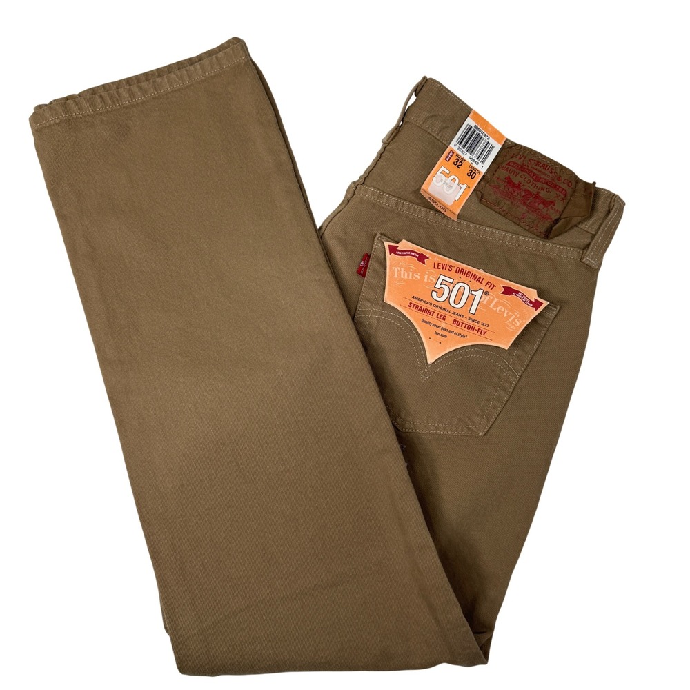 NWT Levis 501 Original Fit Pants 32x30 Brown Straight Leg Button Fly